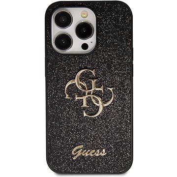 E-shop Guess PU Fixed Glitter 4G Metal Logo Back Cover für iPhone 15 Pro Max schwarz