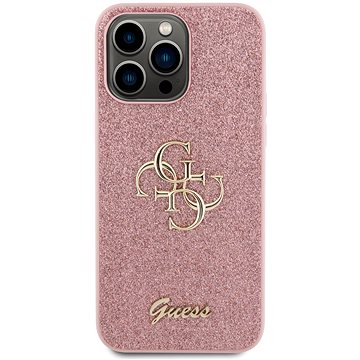 E-shop Guess PU Fixed Glitter 4G Metal Logo Back Cover für iPhone 15 Pro Max rosa