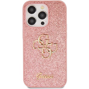 E-shop Guess PU Fixed Glitter 4G Metal Logo Back Cover für iPhone 15 Pro rosa