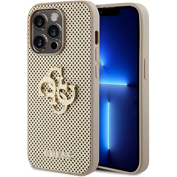 E-shop Guess PU Perforated 4G Glitter Metal Logo Back Cover für iPhone 15 Pro Max Gold