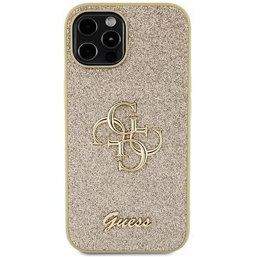 E-shop Guess PU Fixed Glitter 4G Metal Logo Back Cover für iPhone 12/12 Pro Gold