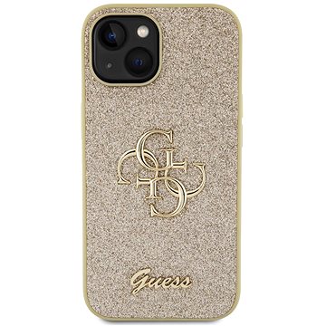 E-shop Guess PU Fixed Glitter 4G Metal Logo Back Cover für iPhone 13 Gold