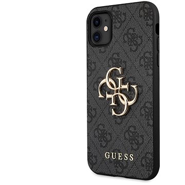 E-shop Guess PU 4G Metall Logo Back Cover für Apple iPhone 11 Grey