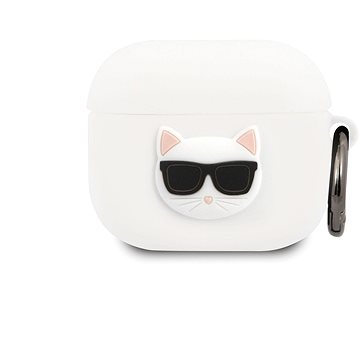 Karl Lagerfeld Choupette Head Silikonové Pouzdro pro Apple Airpods 3 White