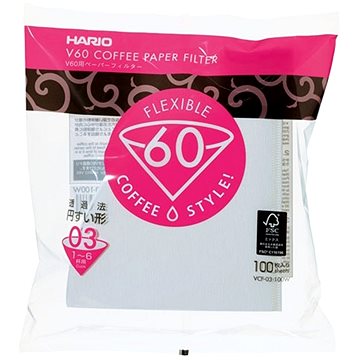 Hario papírové filtry V60-03 (VCF-03-100W), bílé, 100ks