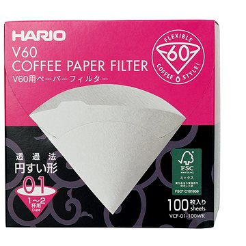 Hario papírové filtry V60-01 (VCF-01-100W), bílé, 100ks, BOX