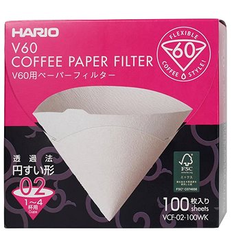 E-shop Hario Papierfilter V60-02 (VCF-02-100W), weiß, 100 Stück, BOX