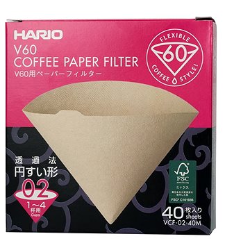 Hario Misarashi papírové filtry V60-02, nebělené, 40ks