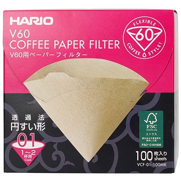 Hario Misarashi papírové filtry V60-02, nebělené, 100ks, BOX