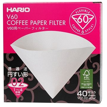 Hario papírové filtry V60-02 (VCF-02-40W), bílé, 40 ks