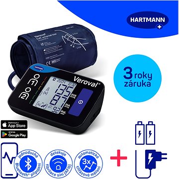 E-shop HARTMANN Veroval Compact + Connect mit AFIB und Bluetooth-Anschluss + Adapter (Set), 3 Jahre Garantie