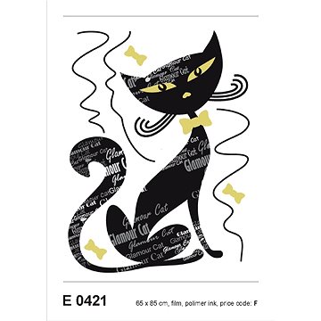 E0421 Samolepicí dekorace GLAMOUR CAT BOY 65 x 85 cm