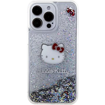 E-shop Hello Kitty Liquid Glitter Electroplating Head Logo Backcover für das iPhone 15 Pro Max Transparent