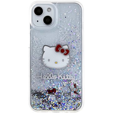 E-shop Hello Kitty Liquid Glitter Electroplating Head Logo Backcover für das iPhone 15 Transparent