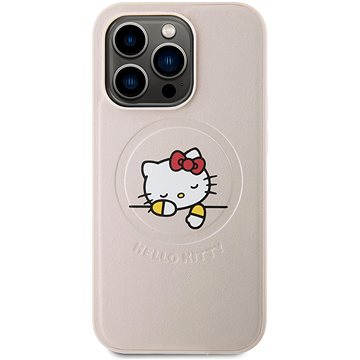 E-shop Hello Kitty PU Kitty Asleep Logo MagSafe Back Cover für iPhone 15 Pro Pink