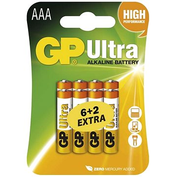 GP Ultra Alkaline LR03 (AAA) 6+2ks v blistru