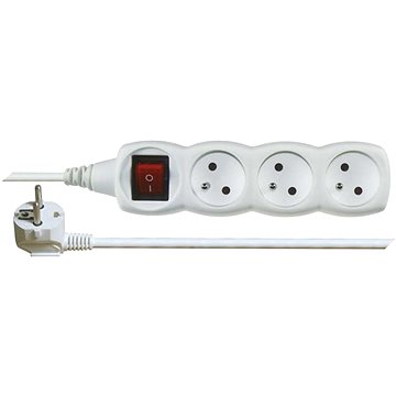 EMOS Prodlužovací kabel s vypínačem – 3 zásuvky, 1,5m, bílý