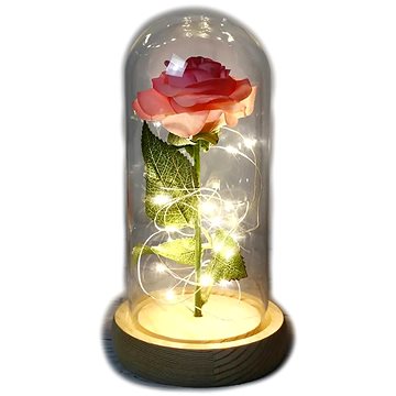 Medvídárek Svítící věčná růže ve skle – růžová