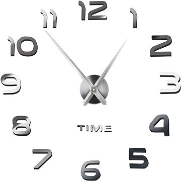 Ruhhy Designové 3D nalepovací hodiny 22143, 130 cm stříbrné