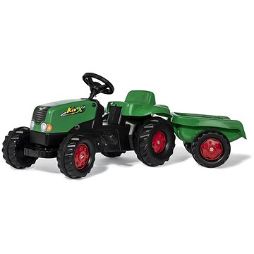 Rolly Toys Šlapací traktor Rolly Kid s vlečkou zeleno-červený