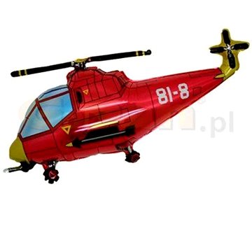 Balón foliový helikoptéra 60 cm - vrtulník - červená