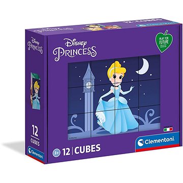 Clementoni Play For Future Obrázkové kostky Disney princezny, 12 kostek