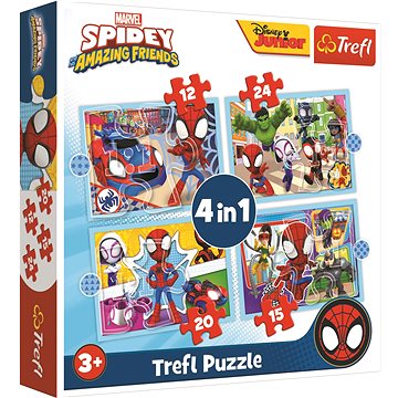 Trefl Puzzle Spidey a jeho úžasní přátelé 4v1 (12,15,20,24 dílků)