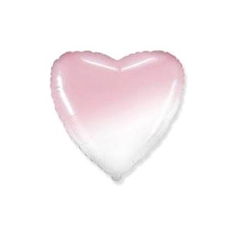 FLEXMETAL Balón fóliový srdce ombré - růžovobílé 48 cm