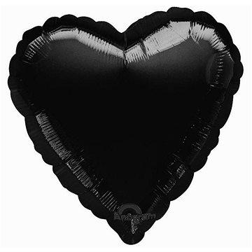 FLEXMETAL Balón foliový srdce černé 45 cm