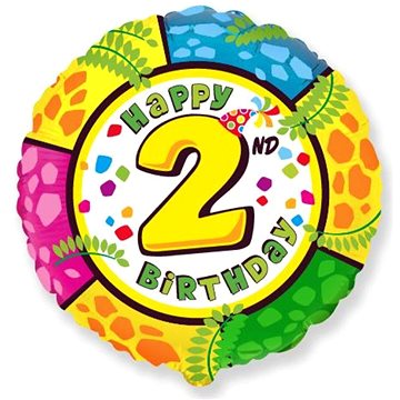 FLEXMETAL Balón foliový happy birthday 2. narozeniny 45 cm