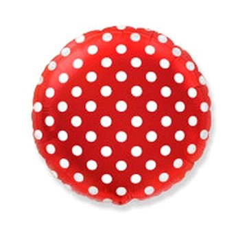 FLEXMETAL Balón foliový kulatý červený s bílými puntíky 45 cm
