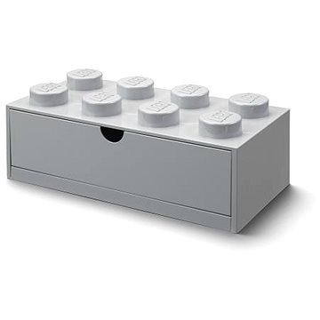 LEGO stolní box 8 se zásuvkou - šedá