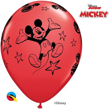 Nafukovací balónky, 30cm, červená, Myšák Mickey, 6ks