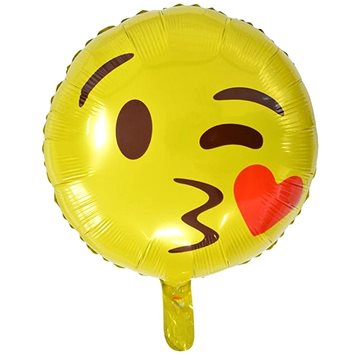 Balón foliový smajlík - smile - kiss - polibek - 45 cm