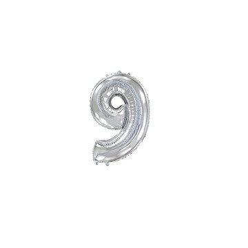 Balón foliový číslice stříbrná - silver 102 cm - 9