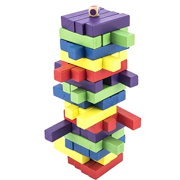 Hra věž dřevěná 60ks barevných dílků společenská hra