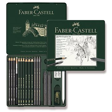 E-shop Faber-Castell Pitt Graphit Graphitstifte in einer Blechdose, 19 Stück