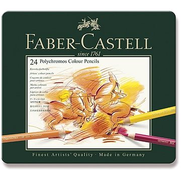 Pastelky FABER-CASTELL Polychromos v plechové krabičce, 24 barev