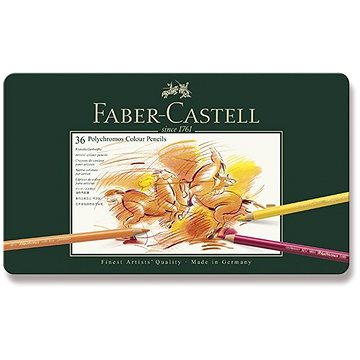 Pastelky FABER-CASTELL Polychromos v plechové krabičce, 36 barev