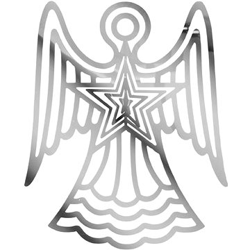 Anděl stříbrný závěs vánoční plech. 9,9x12,1cm 1804B-18(12CM)