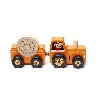 Cubika 15351 Traktor s vlekem - dřevěná skládačka s magnetem 3 díly