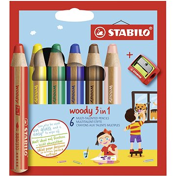 E-shop STABILO Woody 3in1 6 Stück Packung mit Anspitzer