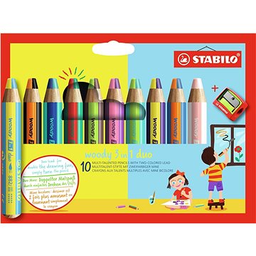 E-shop STABILO Woody 3in1 Duo 10 Stück Packung mit Anspitzer