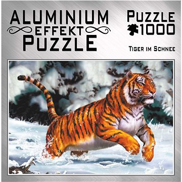 Metalické puzzle Tygr ve sněhu 1000 dílků