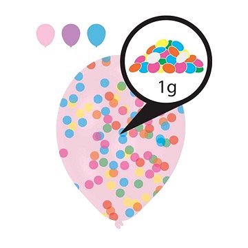 Balónky naplněné konfetami, mix barev, 6 ks
