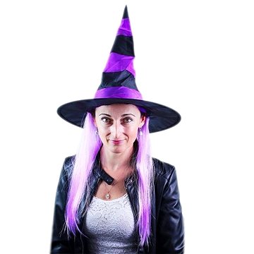 Klobouk čarodějnice s vlasy - halloween