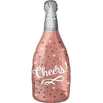 Balón foliový láhev šampaňského - champagne - cheers - rosegold 60 cm