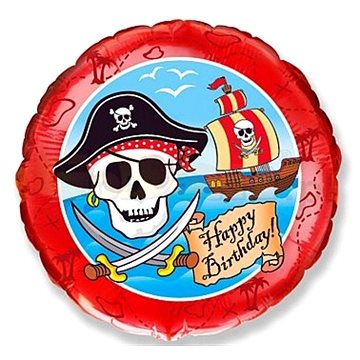 Balón foliový pirát -happy birthday - narozeniny - 45 cm