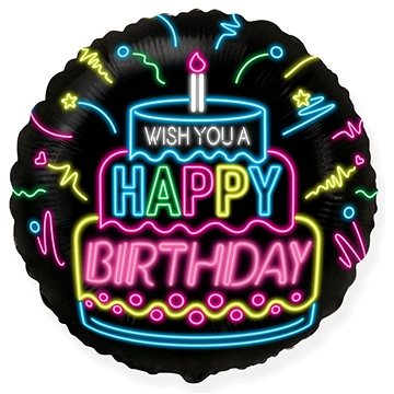 Balón foliový happy birthday - narozeniny - dort - 45 cm