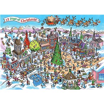 Cobble Hill Puzzle Doodle Town: Dvanáct vánočních dnů 1000 dílků